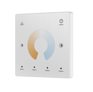 Hvid fjernbetjeningspanel. 2.4GHz for Single/CCT. 1 zone styring og dæmp